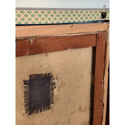 QUADRO DIPINTO olio tela Carlo Monti PAESAGGIO PANORAMICO BARCHE Lago Maggiore