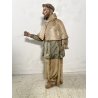ANTICA SCULTURA LEGNO POLICROMO SANTO SACERDOTE MANCANZE XVIII/XVII sec 85cm/h