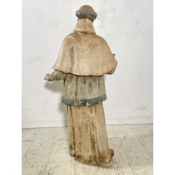 ANTICA SCULTURA LEGNO POLICROMO SANTO SACERDOTE MANCANZE XVIII/XVII sec 85cm/h