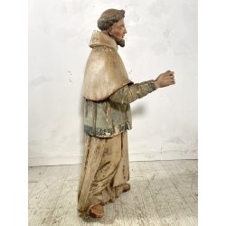 ANTICA SCULTURA LEGNO POLICROMO SANTO SACERDOTE MANCANZE XVIII/XVII sec 85cm/h