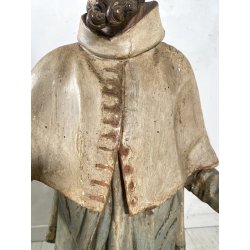 ANTICA SCULTURA LEGNO POLICROMO SANTO SACERDOTE MANCANZE XVIII/XVII sec 85cm/h