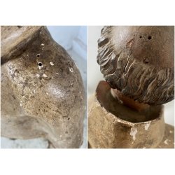 ANTICA SCULTURA LEGNO POLICROMO SANTO SACERDOTE MANCANZE XVIII/XVII sec 85cm/h