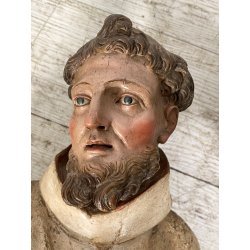 ANTICA SCULTURA LEGNO POLICROMO SANTO SACERDOTE MANCANZE XVIII/XVII sec 85cm/h