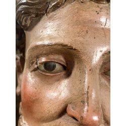 ANTICA SCULTURA LEGNO POLICROMO SANTO SACERDOTE MANCANZE XVIII/XVII sec 85cm/h