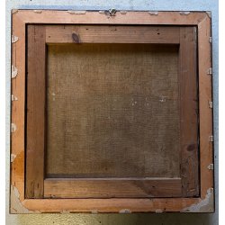 DIPINTO OLIO TELA PAESAGGIO BOSCHIVO SENTIERO TRAMONTO CREPUSCOLO '800