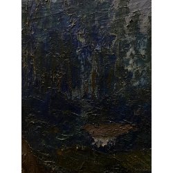 DIPINTO OLIO TELA PAESAGGIO BOSCHIVO SENTIERO TRAMONTO CREPUSCOLO '800