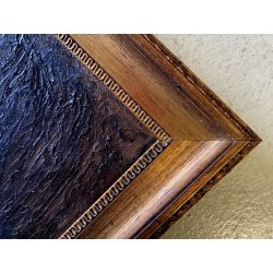 DIPINTO OLIO TELA PAESAGGIO BOSCHIVO SENTIERO TRAMONTO CREPUSCOLO '800