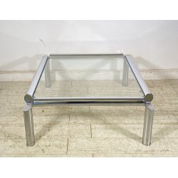 TAVOLINO SALOTTO ANNI 70 ACCIAIO CROMATO VETRO TABLE DESIGN TAVOLO FUMO SALA