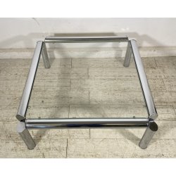 TAVOLINO SALOTTO ANNI 70 ACCIAIO CROMATO VETRO TABLE DESIGN TAVOLO FUMO SALA