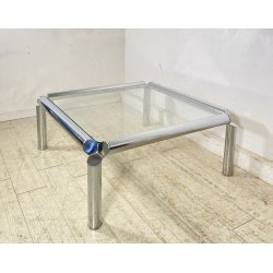 TAVOLINO SALOTTO ANNI 70 ACCIAIO CROMATO VETRO TABLE DESIGN TAVOLO FUMO SALA