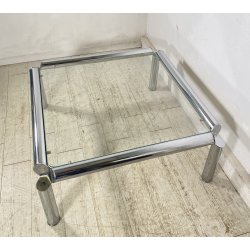 TAVOLINO SALOTTO ANNI 70 ACCIAIO CROMATO VETRO TABLE DESIGN TAVOLO FUMO SALA