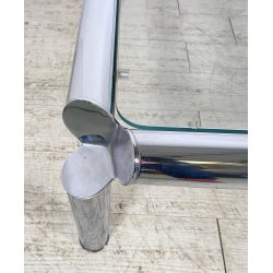 TAVOLINO SALOTTO ANNI 70 ACCIAIO CROMATO VETRO TABLE DESIGN TAVOLO FUMO SALA