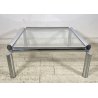 TAVOLINO SALOTTO ANNI 70 ACCIAIO CROMATO VETRO TABLE DESIGN TAVOLO FUMO SALA