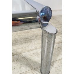 TAVOLINO SALOTTO ANNI 70 ACCIAIO CROMATO VETRO TABLE DESIGN TAVOLO FUMO SALA