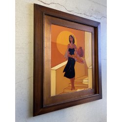 QUADRO DIPINTO OLIO TAVOLA Bruno Oscar Munari FIGURA DONNA ESOTICA '900