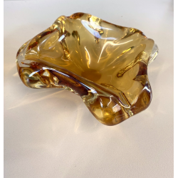 SVUOTATASCHE POSACENERE BOWL VETRO Murano DESIGN FORMA ORGANICA AMBRA  '50