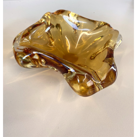 SVUOTATASCHE POSACENERE BOWL VETRO Murano DESIGN FORMA ORGANICA AMBRA  '50