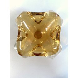 SVUOTATASCHE POSACENERE BOWL VETRO Murano DESIGN FORMA ORGANICA AMBRA  '50