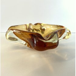 SVUOTATASCHE POSACENERE BOWL VETRO Murano DESIGN FORMA ORGANICA AMBRA  '50