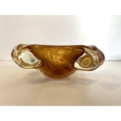 SVUOTATASCHE POSACENERE BOWL VETRO Murano DESIGN FORMA ORGANICA AMBRA  '50