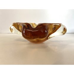 SVUOTATASCHE POSACENERE BOWL VETRO Murano DESIGN FORMA ORGANICA AMBRA  '50