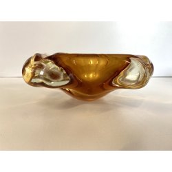 SVUOTATASCHE POSACENERE BOWL VETRO Murano DESIGN FORMA ORGANICA AMBRA  '50