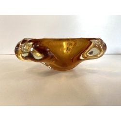 SVUOTATASCHE POSACENERE BOWL VETRO Murano DESIGN FORMA ORGANICA AMBRA  '50