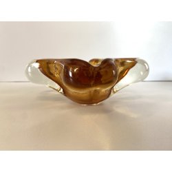 SVUOTATASCHE POSACENERE BOWL VETRO Murano DESIGN FORMA ORGANICA AMBRA  '50