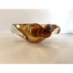 SVUOTATASCHE POSACENERE BOWL VETRO Murano DESIGN FORMA ORGANICA AMBRA  '50