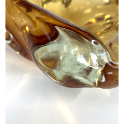 SVUOTATASCHE POSACENERE BOWL VETRO Murano DESIGN FORMA ORGANICA AMBRA  '50