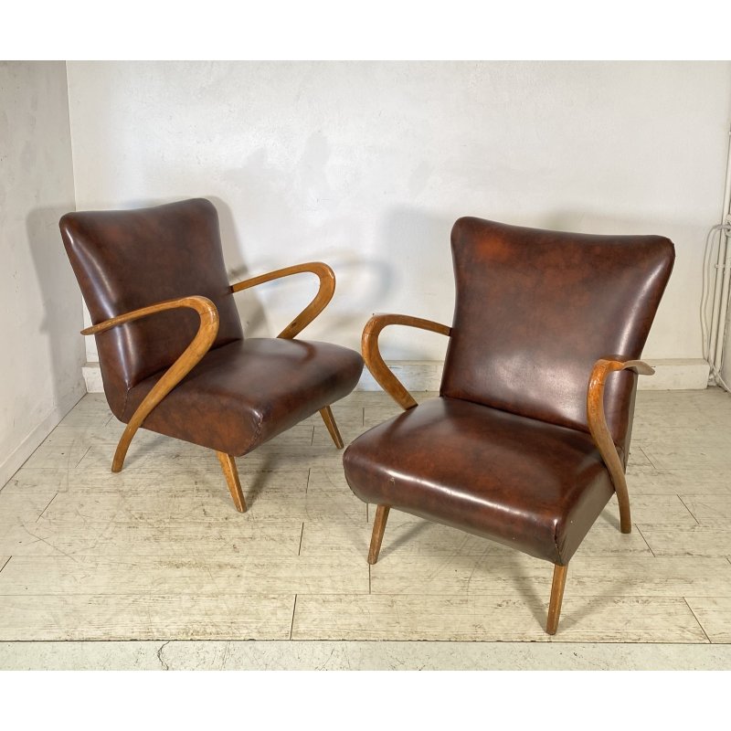 COPPIA POLTRONA Guglielmo Ulrich ANNI 30 ARMCHAIR LEGNO DIVANO ITALY SKY