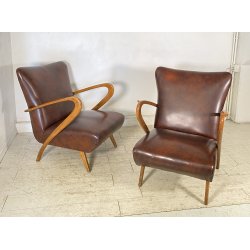 COPPIA POLTRONA Guglielmo Ulrich ANNI 30 ARMCHAIR LEGNO DIVANO ITALY SKY
