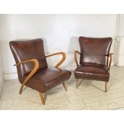 COPPIA POLTRONA Guglielmo Ulrich ANNI 30 ARMCHAIR LEGNO DIVANO ITALY SKY