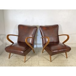 COPPIA POLTRONA Guglielmo Ulrich ANNI 30 ARMCHAIR LEGNO DIVANO ITALY SKY