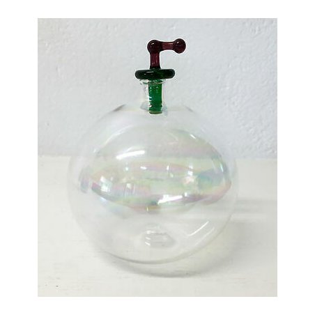 VASO VETRO SOFFIATO MURANO DESIGN FIRMATA BOCCETTA BOCCIA TAPPO VINTAGE ITALIA
