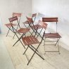 SET 6 SEDIE DESIGN Marco Zanuso PER Zanotta MOD Celestina CHAIRS METALLO CUOIO