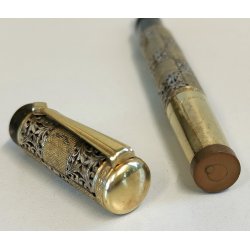 EUROPA Antica Penna Stilografica RETRATTILE Safety PLACCATO ORO OLD FOUNTAIN PEN