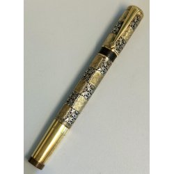 EUROPA Antica Penna Stilografica RETRATTILE Safety PLACCATO ORO OLD FOUNTAIN PEN