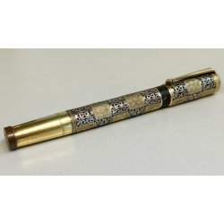 EUROPA Antica Penna Stilografica RETRATTILE Safety PLACCATO ORO OLD FOUNTAIN PEN