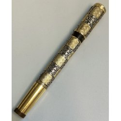 EUROPA Antica Penna Stilografica RETRATTILE Safety PLACCATO ORO OLD FOUNTAIN PEN