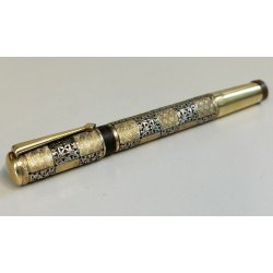 EUROPA Antica Penna Stilografica RETRATTILE Safety PLACCATO ORO OLD FOUNTAIN PEN