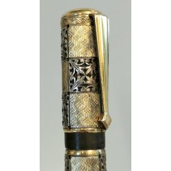 EUROPA Antica Penna Stilografica RETRATTILE Safety PLACCATO ORO OLD FOUNTAIN PEN