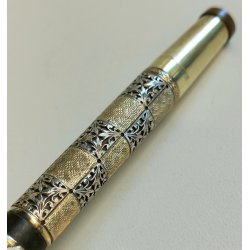 EUROPA Antica Penna Stilografica RETRATTILE Safety PLACCATO ORO OLD FOUNTAIN PEN