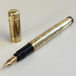 EUROPA Antica Penna Stilografica RETRATTILE PLACCATO ORO Old Safety Fountain Pen