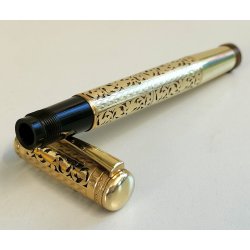 EUROPA Antica Penna Stilografica RETRATTILE PLACCATO ORO Old Safety Fountain Pen