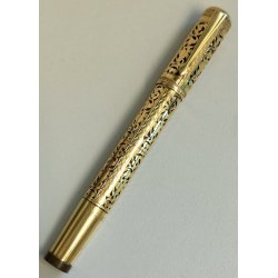 EUROPA Antica Penna Stilografica RETRATTILE PLACCATO ORO Old Safety Fountain Pen