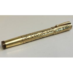 EUROPA Antica Penna Stilografica RETRATTILE PLACCATO ORO Old Safety Fountain Pen