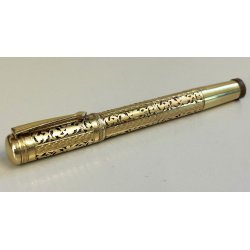 EUROPA Antica Penna Stilografica RETRATTILE PLACCATO ORO Old Safety Fountain Pen