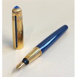 PASHA de CARTIER Penna Stilografica BLU nib ORO 18k Vintage Fountain Pen TRINITY