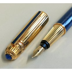 PASHA de CARTIER Penna Stilografica BLU nib ORO 18k Vintage Fountain Pen TRINITY